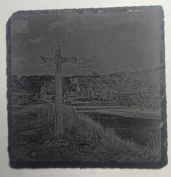 Personalised black slate coaster, custom engraved with your image, text or photo - Image 2